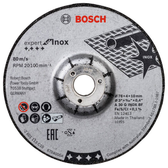 Диск обдирочный Bosch Expert for Inox 76x4.0x10 A30Q INOX BF, вогнутый, 2 шт.