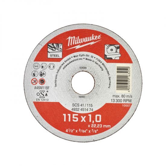 Диск отрезной Milwaukee SCS 41/115x1.0 A46M11-BF (заказ кратно 50 шт)