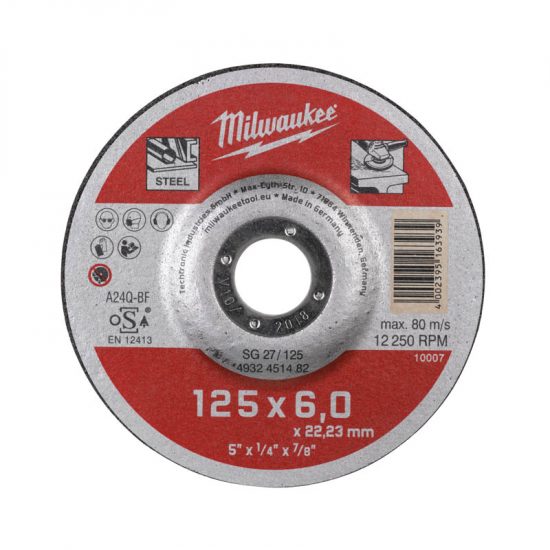 Диск шлифовальный Milwaukee SG 27/125х6 A24Q-BF (заказ кратно 25 шт)