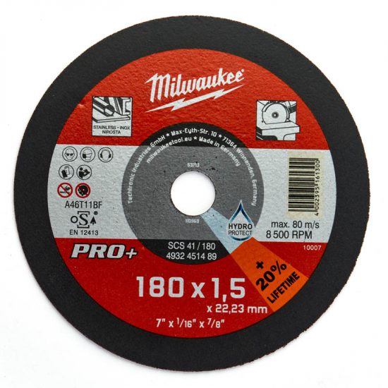 Диск отрезной Milwaukee PRO+ SCS 41/180х1.5 A46T11-BF (заказ кратно 25 шт)