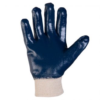 Перчатки промышленные Jeta Safety JN065 защитные трикотажные с полным нитриловым покрытием, синие, L