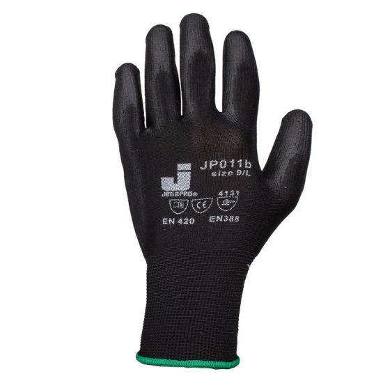 Перчатки защитные Jeta Safety JP011b c полиуретановым покрытием, черные, M