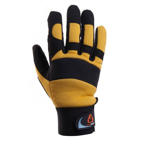 Перчатки защитные антивибрационные Jeta Safety JAV01-VP трикотажные искусственная кожа, черно-желтые, XL