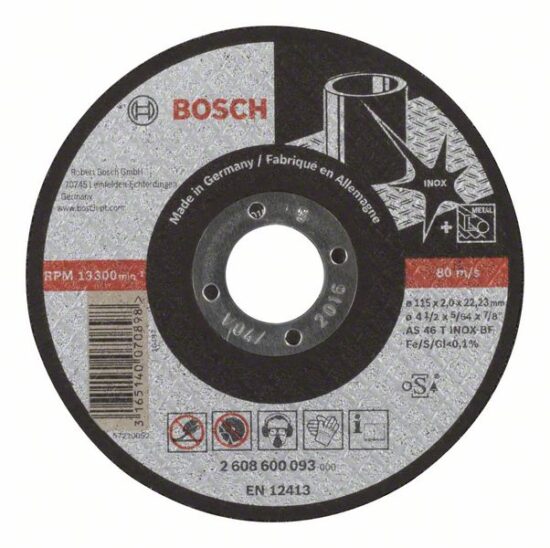 Диск отрезной Bosch Expert for Inox 115x2.0x22.23 AS46T INOX BF, прямой