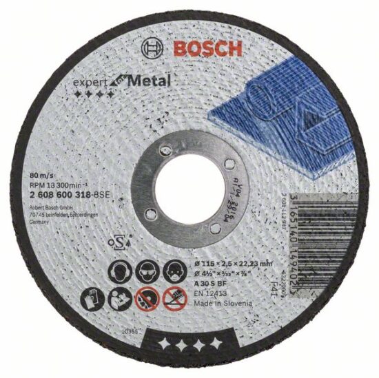 Диск отрезной Bosch Expert for Metal 115x2.5x22.23 A30S BF, прямой
