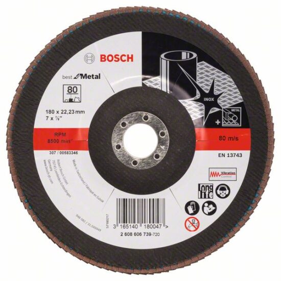 Диск лепестковый Bosch X571 Best for Metal 180 K80 угловой
