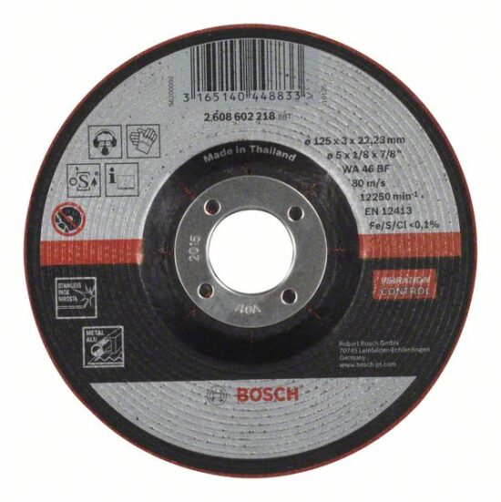 Диск обдирочный Bosch Expert for Inox 125x3.0x22.23 WA46 BF, полугибкий
