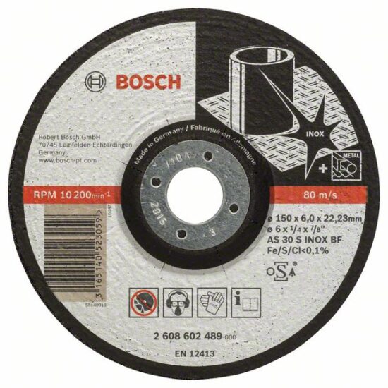 Диск обдирочный Bosch Expert for Inox 150x6.0x22.23 AS30S INOX BF, вогнутый