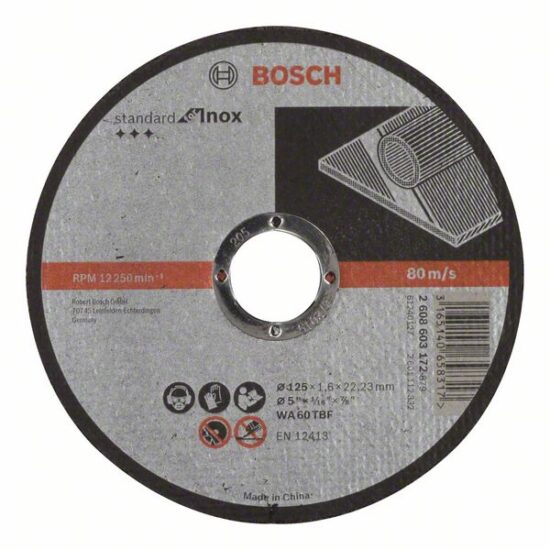 Диск отрезной Bosch Standard for Inox 125x1.6x22.23 WA60T BF, прямой