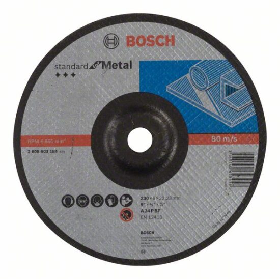 Диск обдирочный Bosch Standard for Metal 230x6.0x22.23 A24P BF, вогнутый