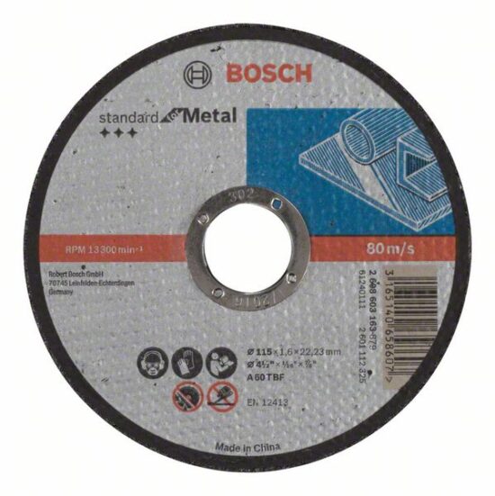 Диск отрезной Bosch Standard for Metal 115x1.6x22.23 A60T BF, прямой