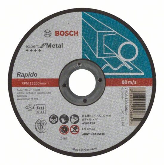 Диск отрезной Bosch Expert for Metal Rapido 125x1.0x22.23 AS60T BF, прямой