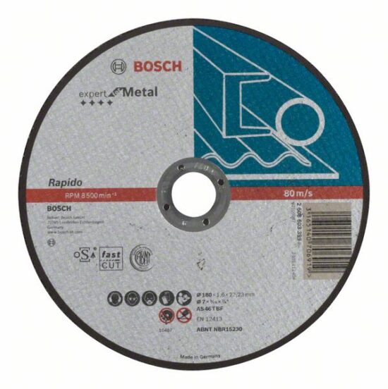 Диск отрезной Bosch Expert for Metal Rapido 180x1.6x22.23 AS46T BF, прямой