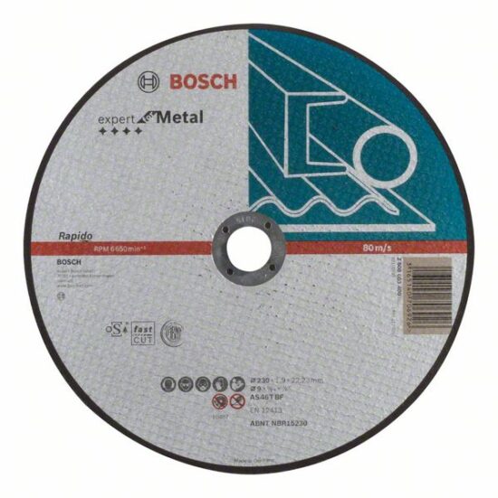Диск отрезной Bosch Expert for Metal Rapido 230x1.9x22.23 AS46T BF, прямой