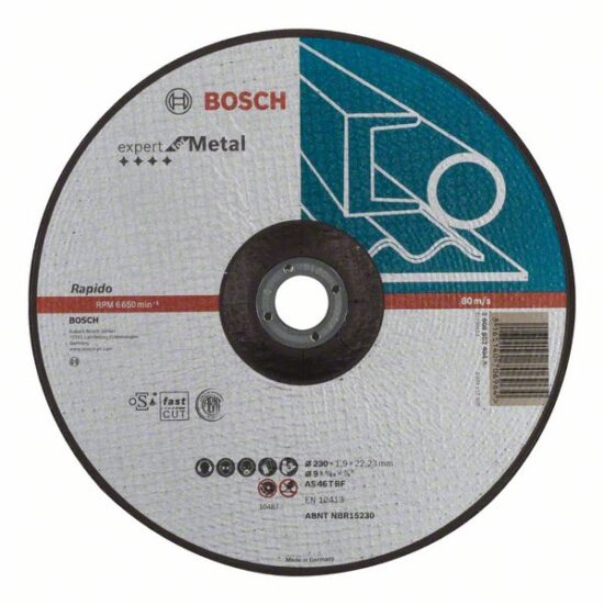 Диск отрезной Bosch Expert for Metal Rapido 230x1.9x22.23 AS46T BF, вогнутый