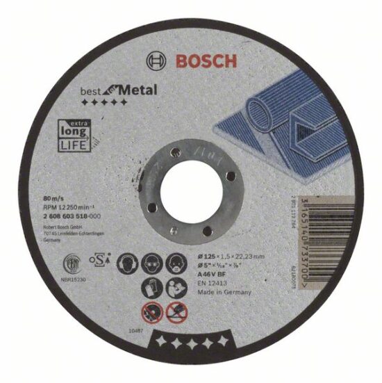 Диск отрезной Bosch Best for Metal 125x1.5x22.23 A46V BF, прямой