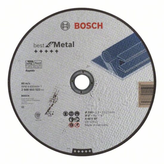 Диск отрезной Bosch Best for Metal Rapido 230x1.9x22.23 A46V BF, прямой