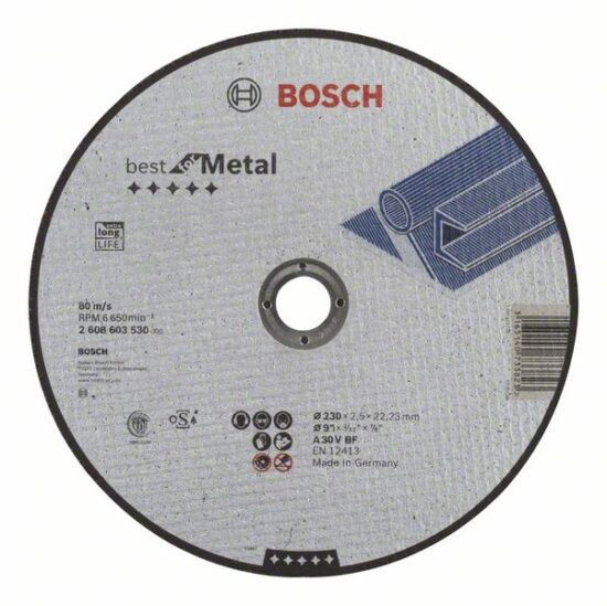 Диск отрезной Bosch Best for Metal 230x2.5x22.23 A30V BF, прямой