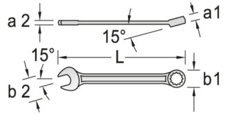 Ключ гаечный комбинированный прямой удлиненный, 14 мм, Gedore