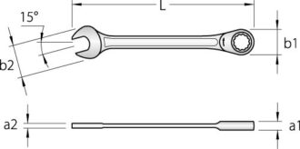 Ключ гаечный комбинированный с трещоткой, 15 мм, Gedore