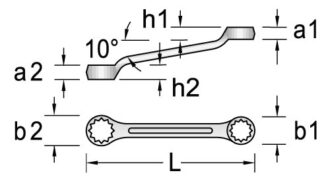 Ключ гаечный накидной изогнутый укороченный, 14x15 мм, Gedore