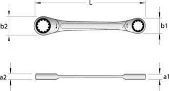 Ключ гаечный накидной с трещоткой, 14×15 мм, Gedore