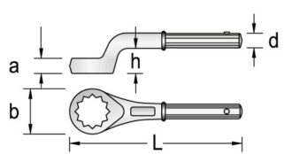 Ключ гаечный накидной усиленный изогнутый, 55 мм, Gedore