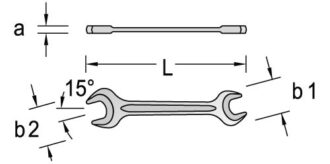 Ключ гаечный рожковый прямой, 50x55 мм, Gedore