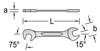 Ключ гаечный рожковый прямой укороченный, 12 мм, Gedore