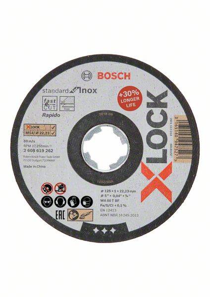 Диск отрезной Bosch Standard for Inox 125x1.0x22.23 WA60T BF, прямой