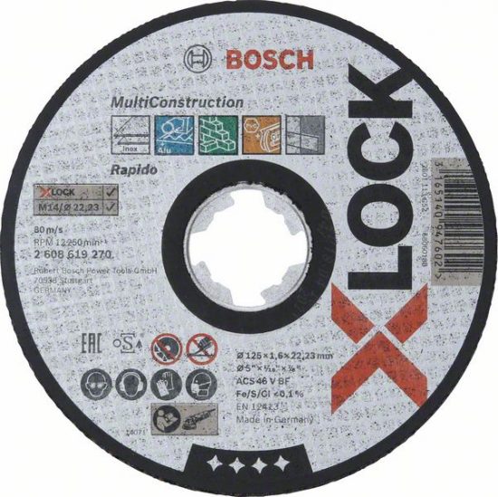 Диск отрезной Bosch MultiConstruction Rapido 125x1.6x22.23 ACS46V BF, прямой