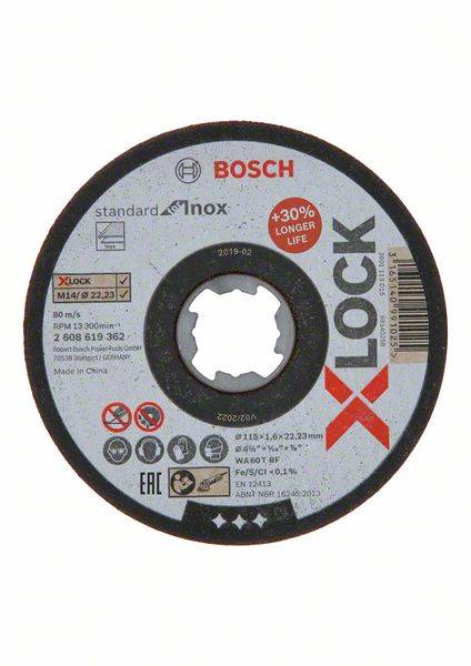 Диск отрезной Bosch Standard for Inox 115x1.6x22.23 WA60T BF, прямой